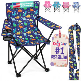 Emily Rose Playful Dinosaurs chair front view, ideal for sunny beach days and quick setup.