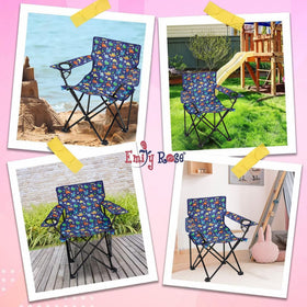 Emily Rose Playful Dinosaurs chair in outdoor use for beach or park days.
