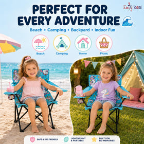 Emily Rose Sea Unicorns chair on the beach ready for seaside adventures
