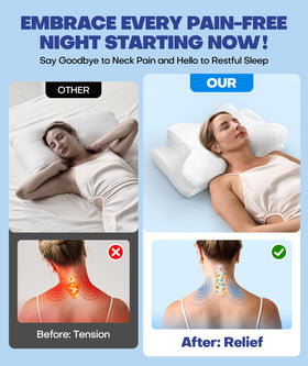 Emircey contour pillow with two heights helps side sleepers find the right height.