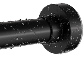 Emlaoe black shower rod in matte finish, adjustable from 34 to 82 inches for versatile spaces.