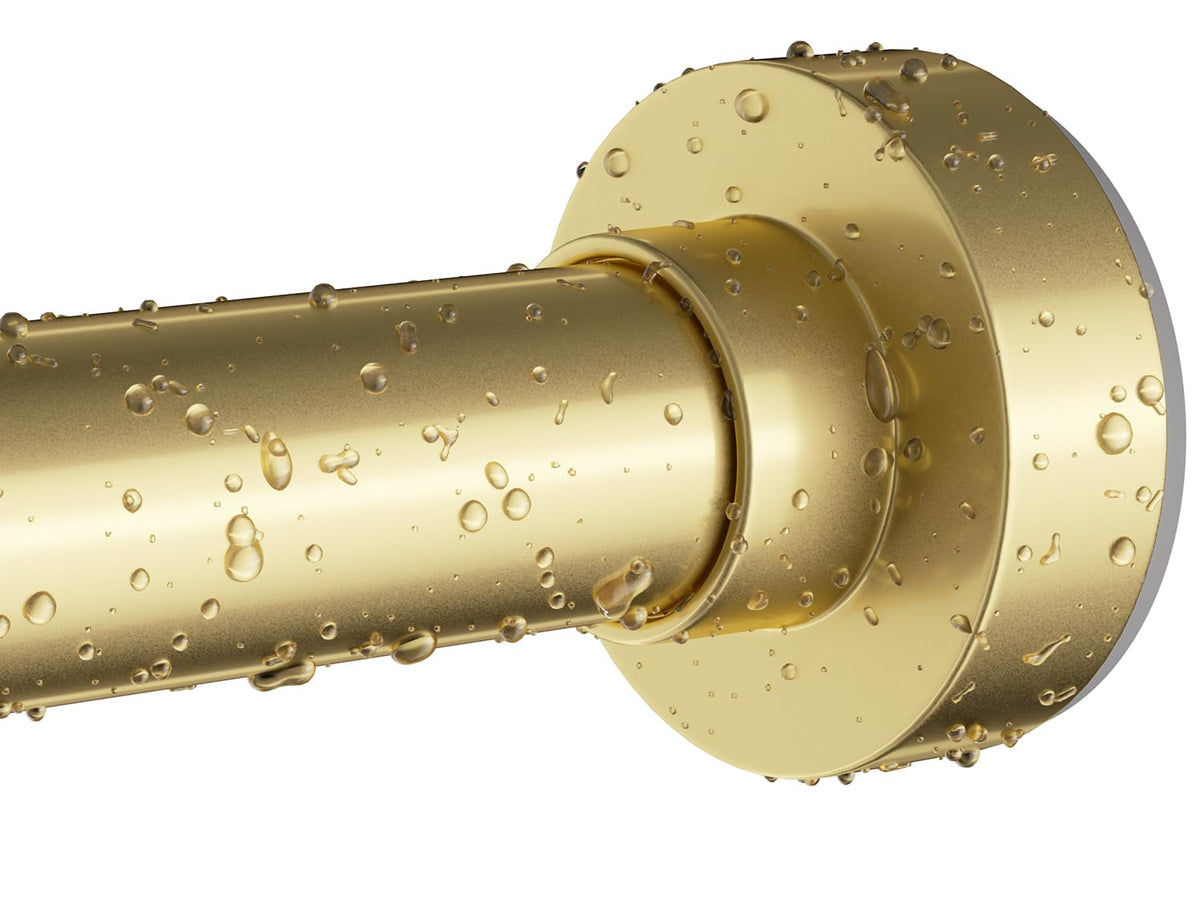 Emlaoe gold shower rod, adjustable 34-96 inches for flexible bathroom setups.