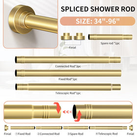 Emlaoe gold shower rod in bathroom use for tidy curtain coverage.