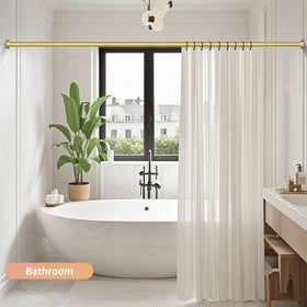 Emlaoe gold shower rod features durable metal construction resisting moisture.