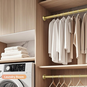 Emlaoe gold shower rod's glossy finish enhances décor.