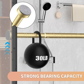 Emlaoe gold shower rod for outdoor patio use with finish.