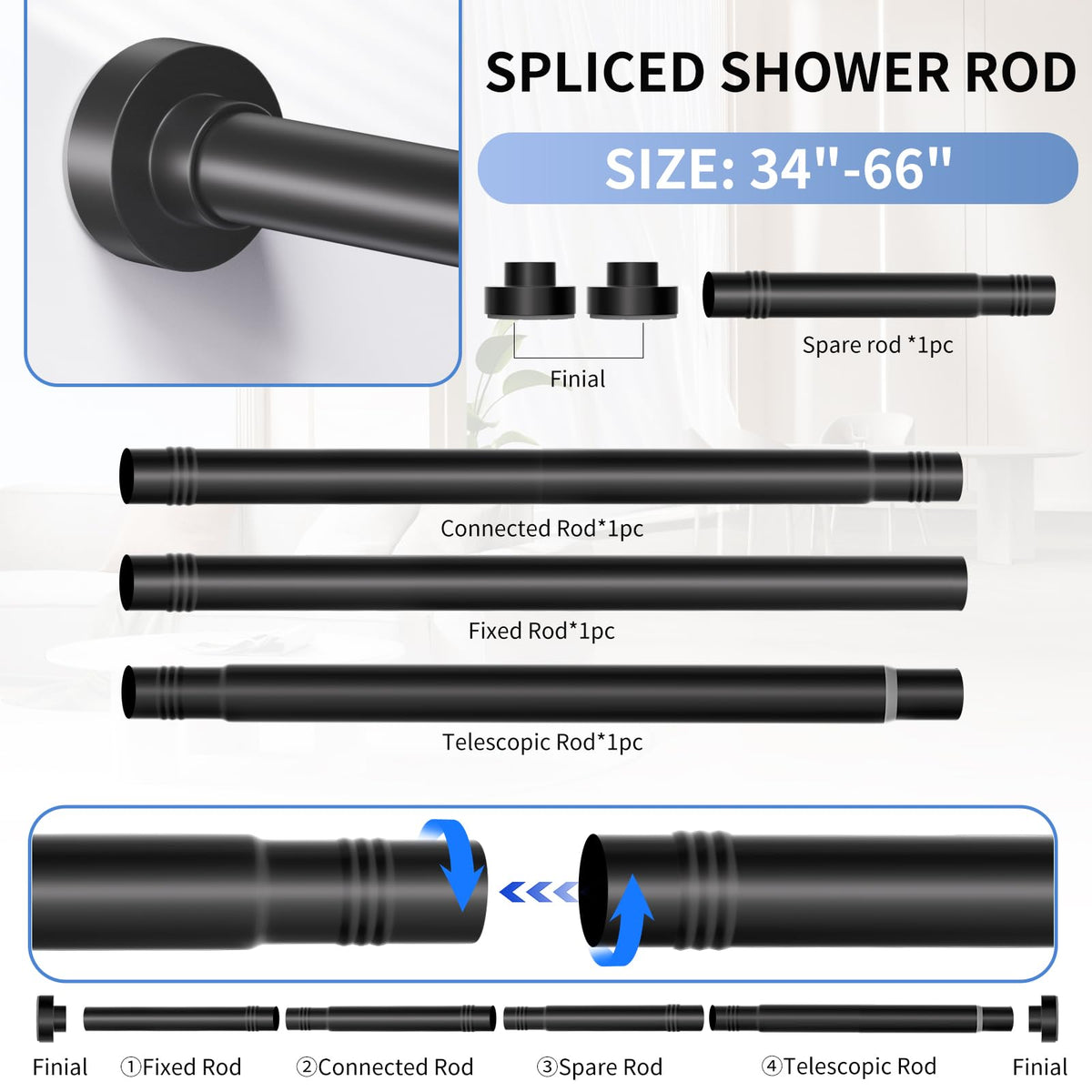 Emlaoe non-slip rubber pads help keep the rod firmly in place.