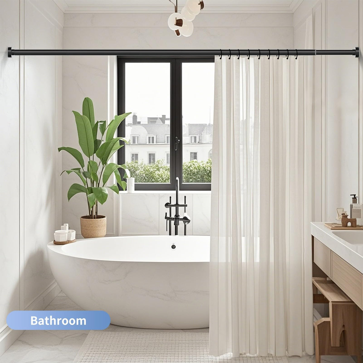 Emlaoe rod withstands outdoor use with a durable matte finish.