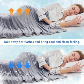 EMME cooling blanket fabric detail reveals cooling mica nylon blend for lasting comfort.