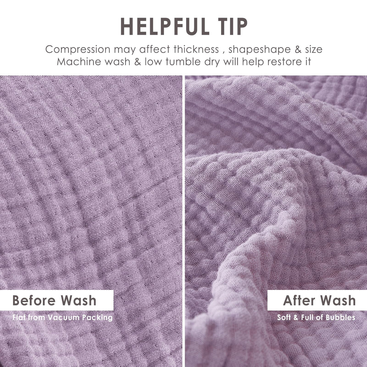 EMME easy-care blanket machine washes cold for simple maintenance.