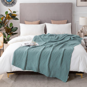EMME cotton muslin blanket king size teal for all-season layering.