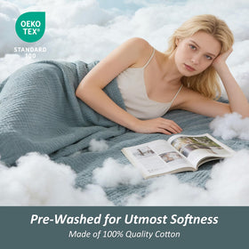 Closeup of the 50x70 blanket reveals soft cotton fibers and gentle texture.