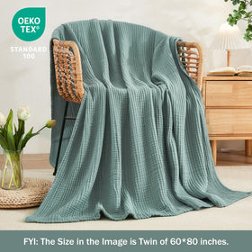 EMME Muslin Blanket teal travel-blanket compact for trips