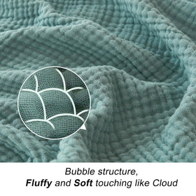 EMME muslin throw blanket teal care instructions for longevity.