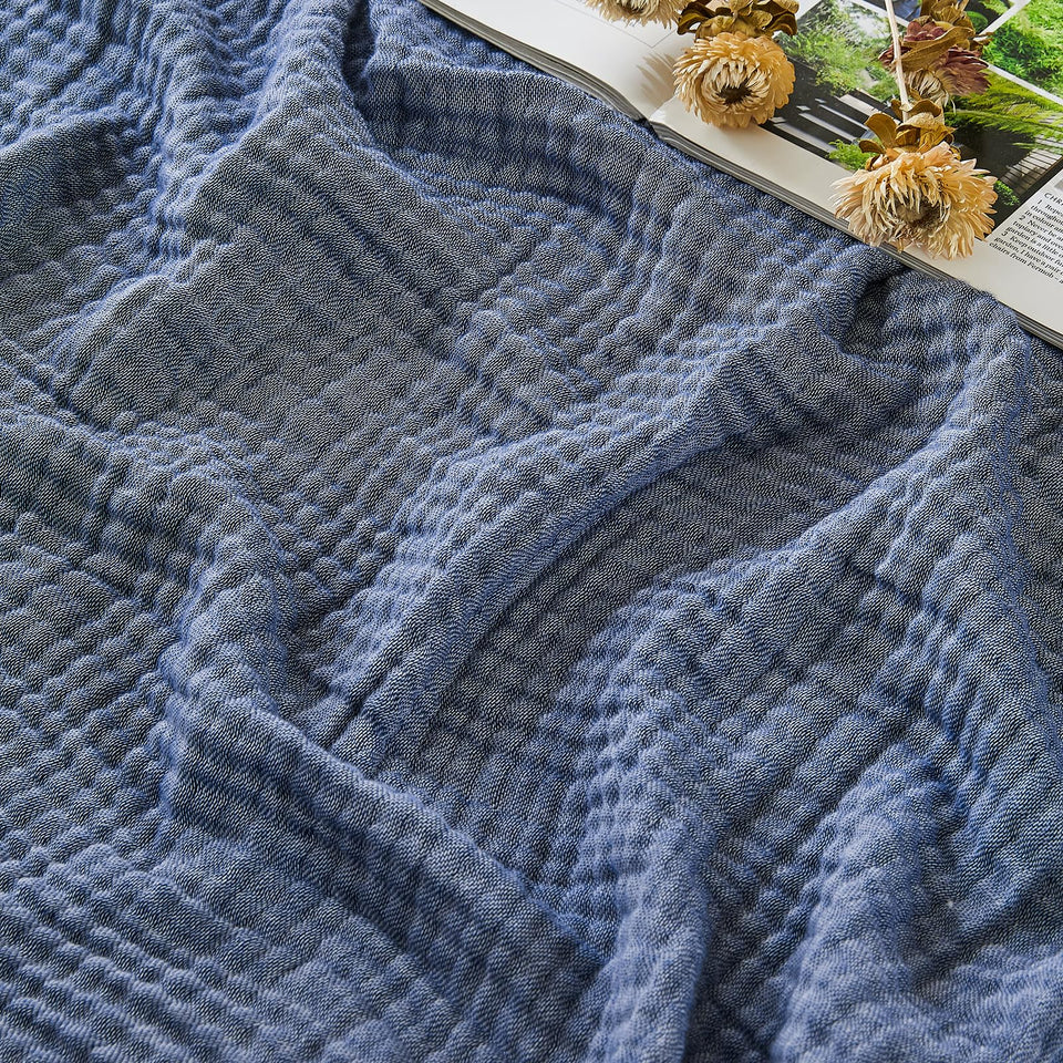 EMME Cotton Muslin Blanket close-up texture for soft daily comfort.
