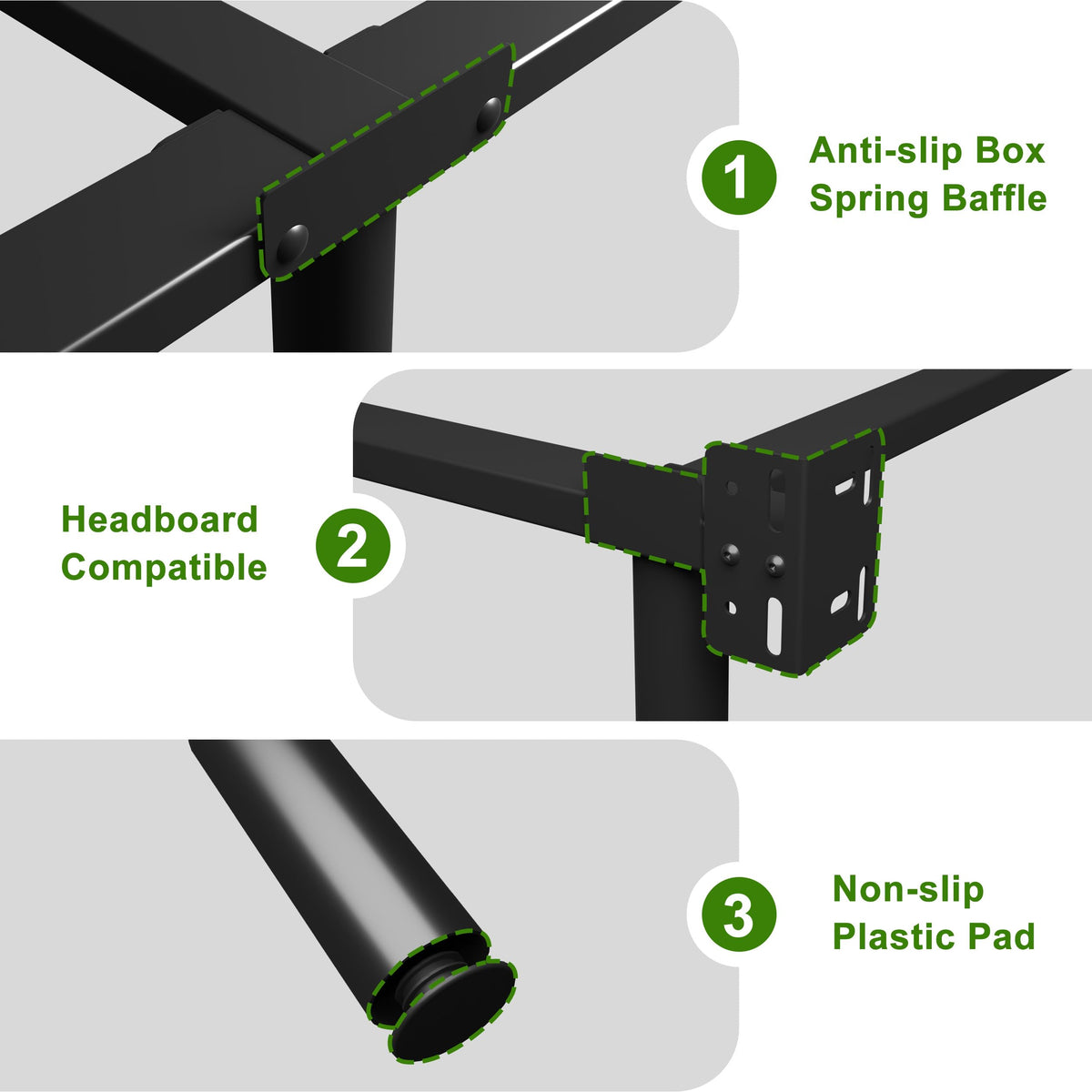 Headboard-ready design with brackets lets you customize your look.