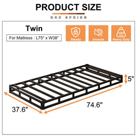 EMODA heavy-duty metal bed foundation supports up to 1500 lbs