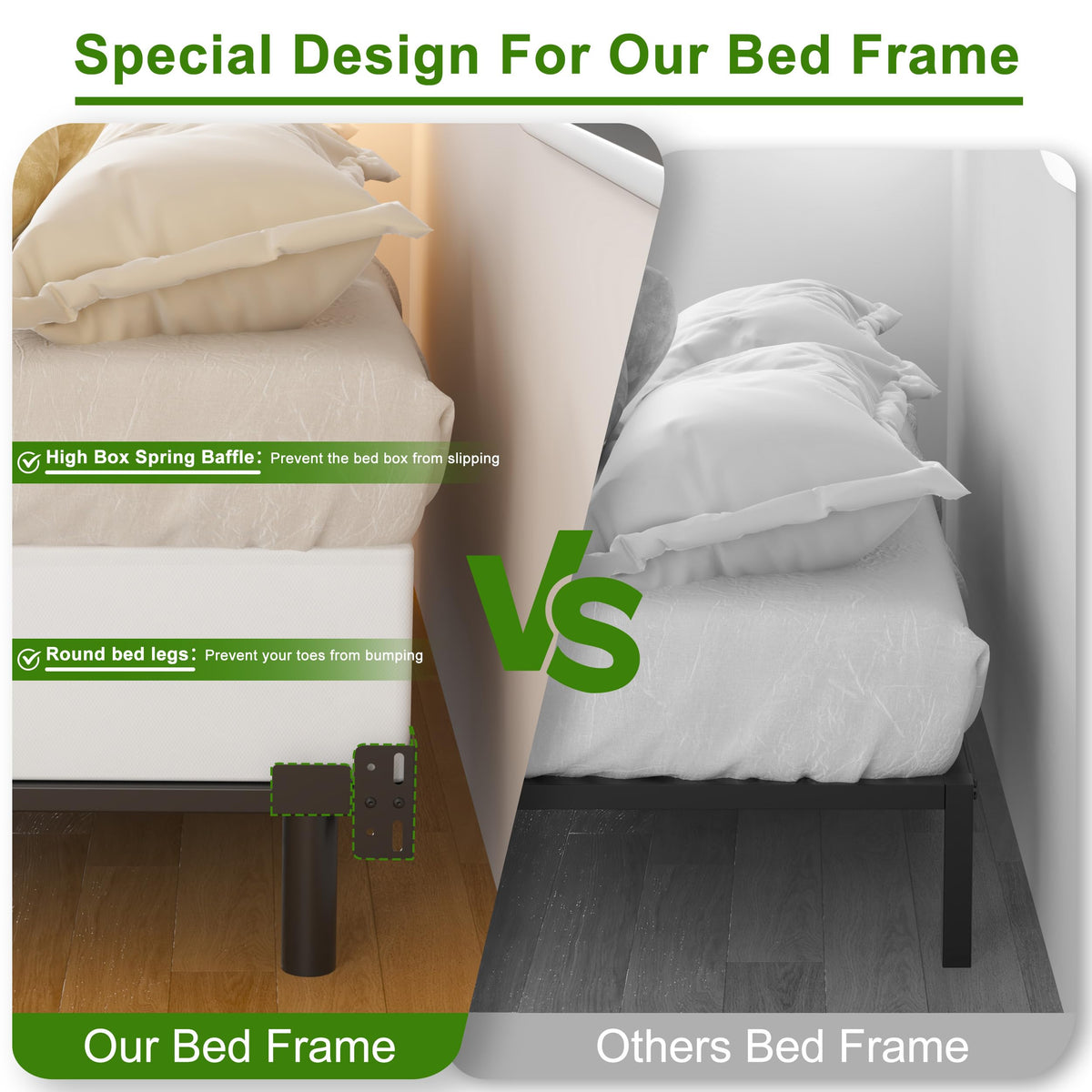 Sturdy steel construction reduces wobble for a quieter, more restful night.