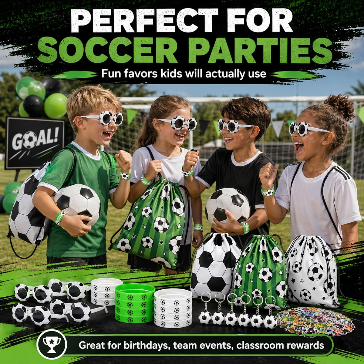 Empire Party Supply soccer keychains as keepsakes and party favors