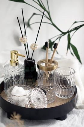 EMPO diamond-cut pattern close-up on clear glass reflects light beautifully