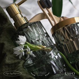 EMPO green glass tumbler adding vintage crystal touch to daily routines