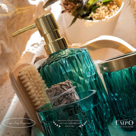EMPO tumbler in clear glass complements a modern bathroom