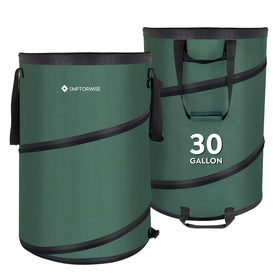 Emptorwise collapsible pop-up trash can for travel keeps campsite waste tidy and compact.