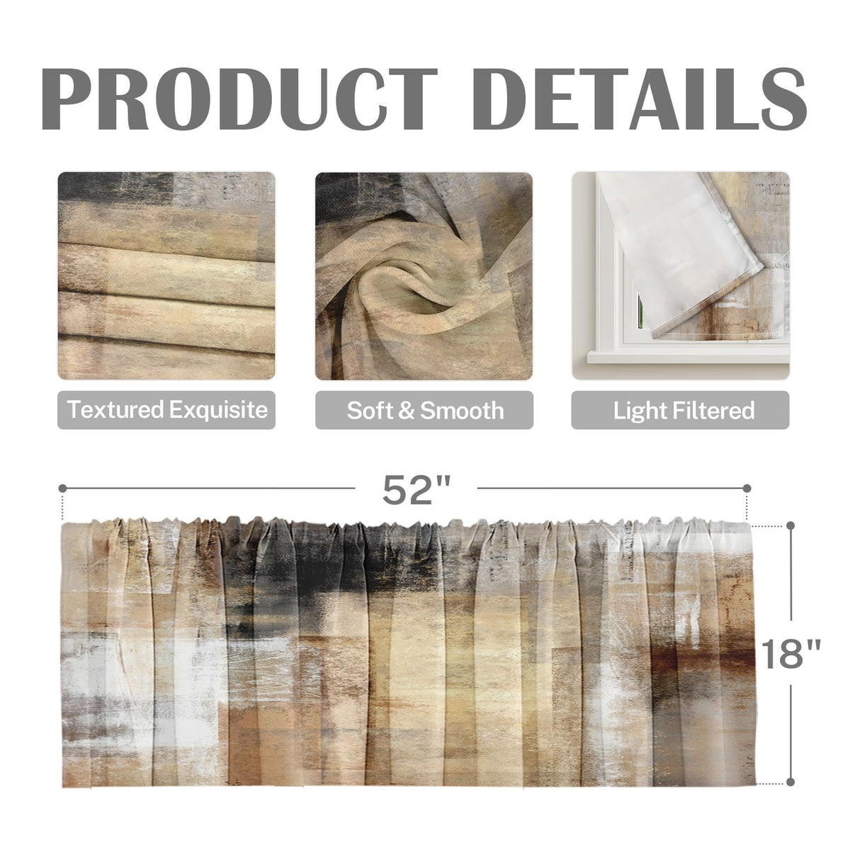 Emvency valances 52x18 inch with rod pocket for easy installation