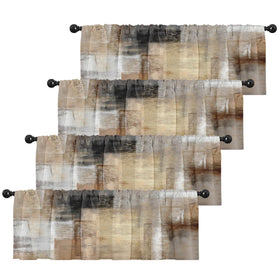 Emvency valances with brown abstract pattern brighten the living room ambiance