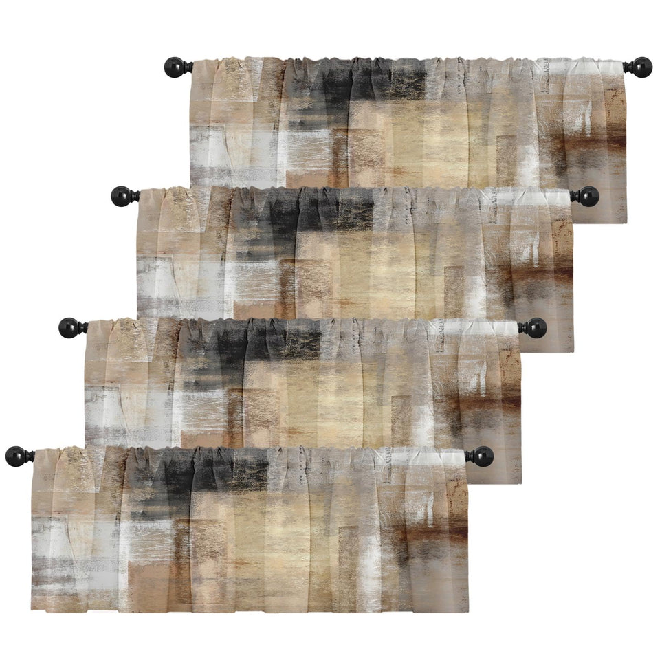 Emvency valances with brown abstract pattern brighten the living room ambiance