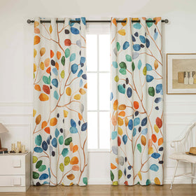 Emwnodti boho watercolor leaf floral curtains elevate bedroom ambiance with soft blackout light control