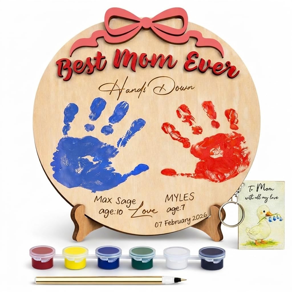 EMZIVA Best Mom Ever handprint frame offers a heartfelt keepsake for Mother's Day.