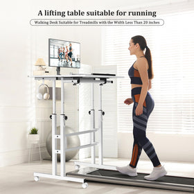 Enayplon height-adjustable rolling desk allows sit-stand transitions at a glance.
