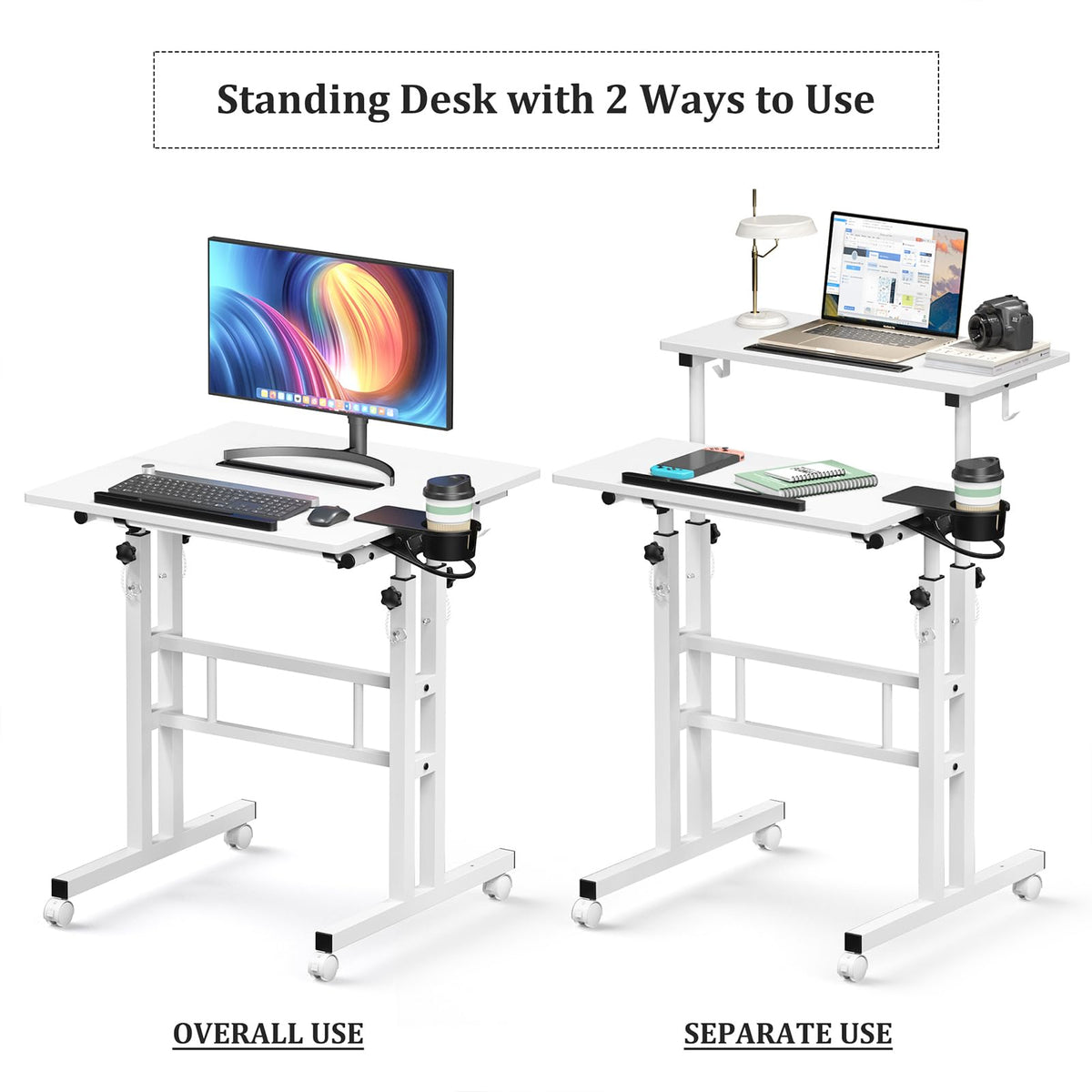 Enayplon desk on lockable casters stays secure when you need stability.
