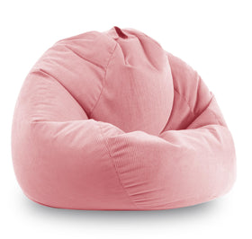 ENBAOHUI pink corduroy bean bag ready for lounging after fluffing