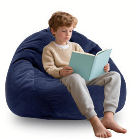 ENBAOHUI 3ft memory foam bean bag navy with plush cover for cozy lounging