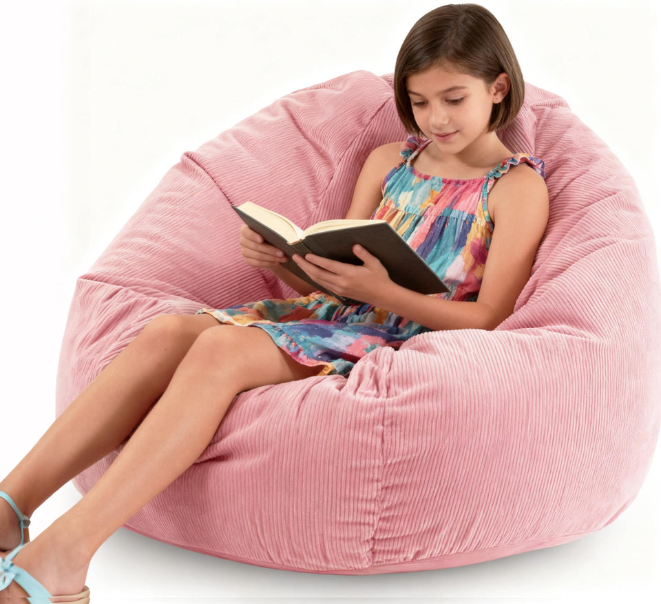ENBAOHUI 3ft memory foam bean bag opened box shows fluffiness for quick setup