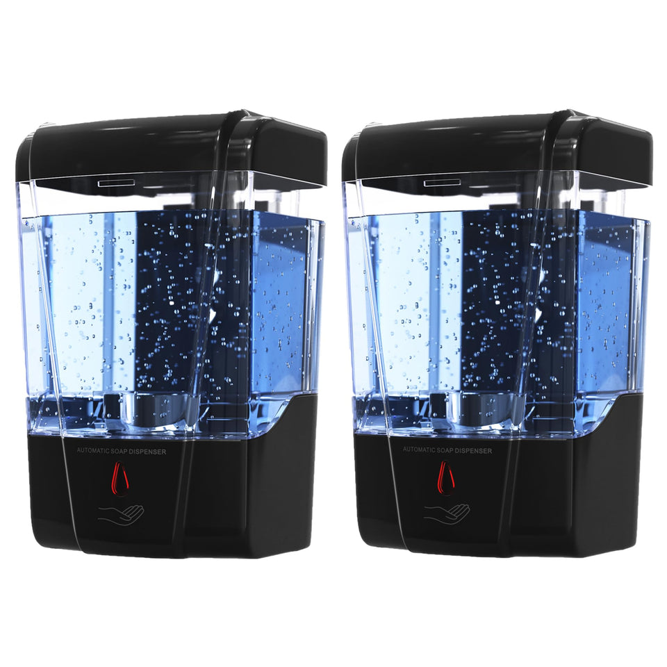 EnBath automatic dispenser wall mount front view with clear reservoir for easy level checks.