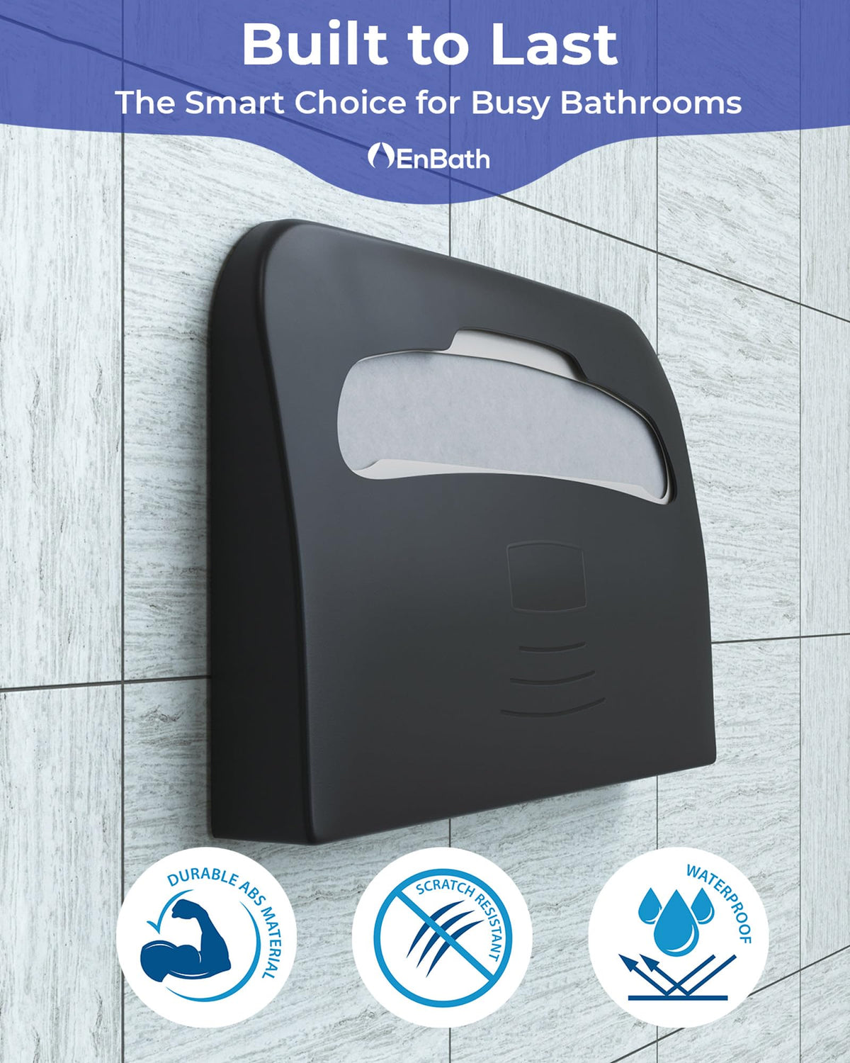 EnBath half-fold seat covers dispenser wall mount black for busy restrooms.