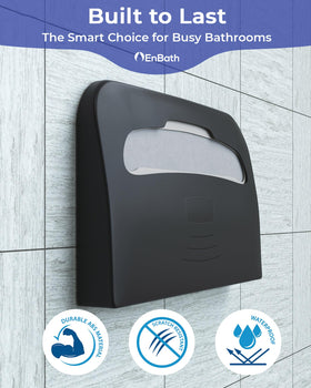 EnBath half-fold seat covers dispenser wall mount black for busy restrooms.