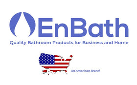 EnBath black finish wall dispenser complements modern restrooms