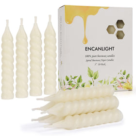 ENCANLIGHT 5in spiral taper candle in ivory for clean burning ambiance.