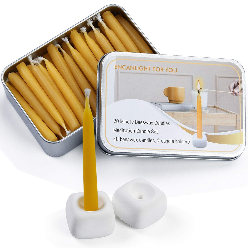ENCANLIGHT mini candles in yellow beeswax create calm ambiance in any room