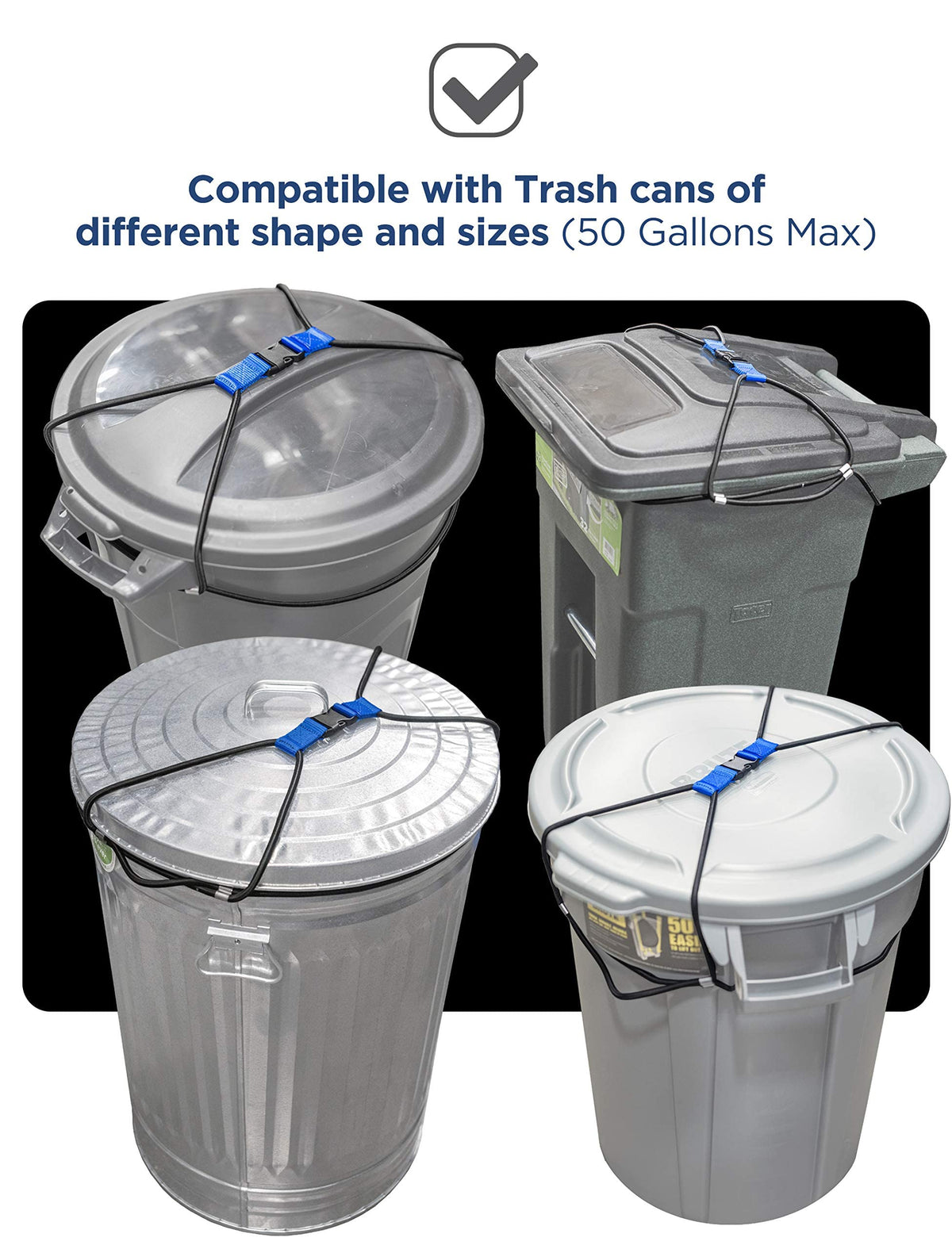 Installing ENCASED TrashLock on a square trash can for secure fit.