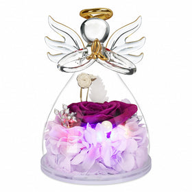 Encavy Mothers Day angel figurine with preserved purple rose inside for a timeless keepsake