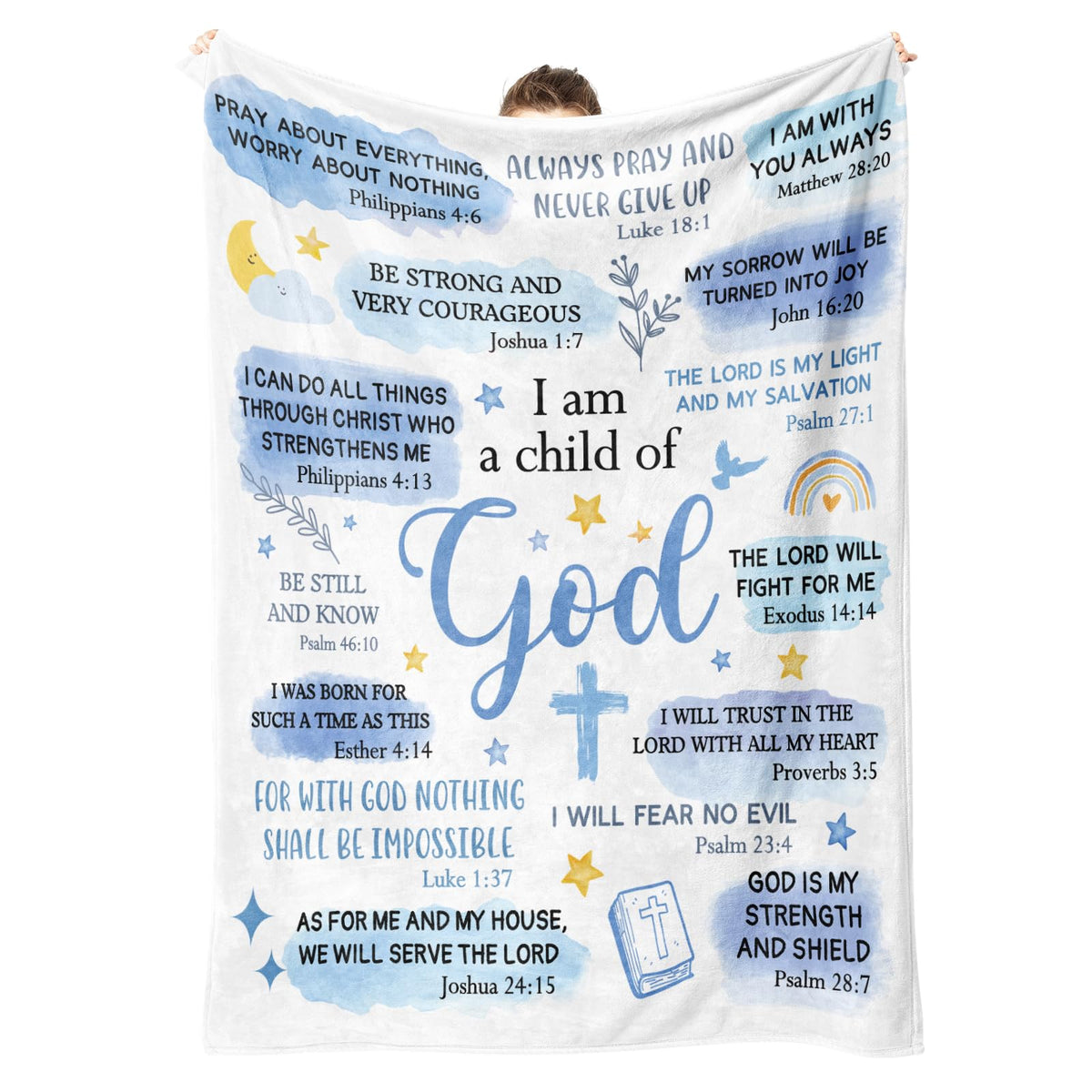 Encoink baptism gift for boys blanket featuring verses for comfort