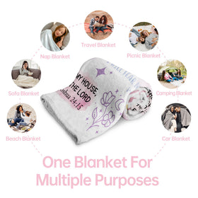Encoink blanket close-up with verses communicates faith-inspired motivation.