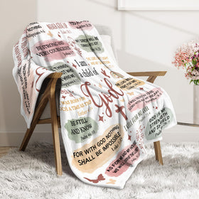 Encoink soft fabric blanket conveying home comfort and faith