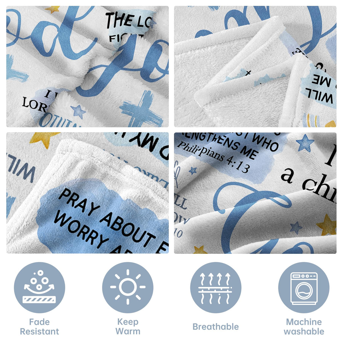 Encoink Christian birthday gift blanket for men with comforting Bible verses