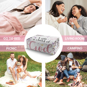 Encoink I Am a Child of God blanket fabric detail showing quality material.